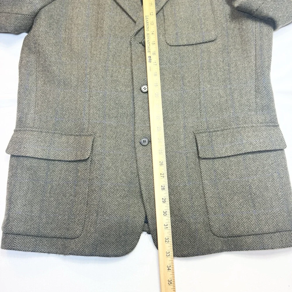 J. Crew Mens XL Gray Herringbone Wool 3 Button Tweed Blazer Sport Coat 48